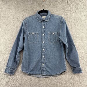 Hope & Henry Men's Chambray Button Down Shirt Organic Cotton Size Small Blue